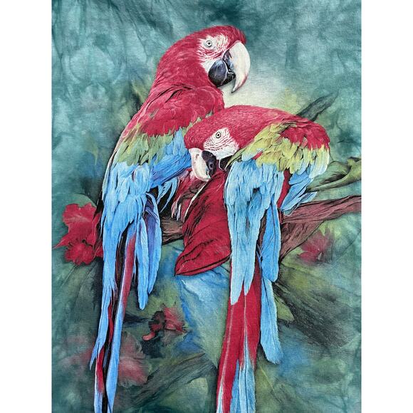 Macaw Mates Parrot T-Shirt L The Mountain Scarlet Parakeet Tropical Bird Graphic - Picture 7 of 7